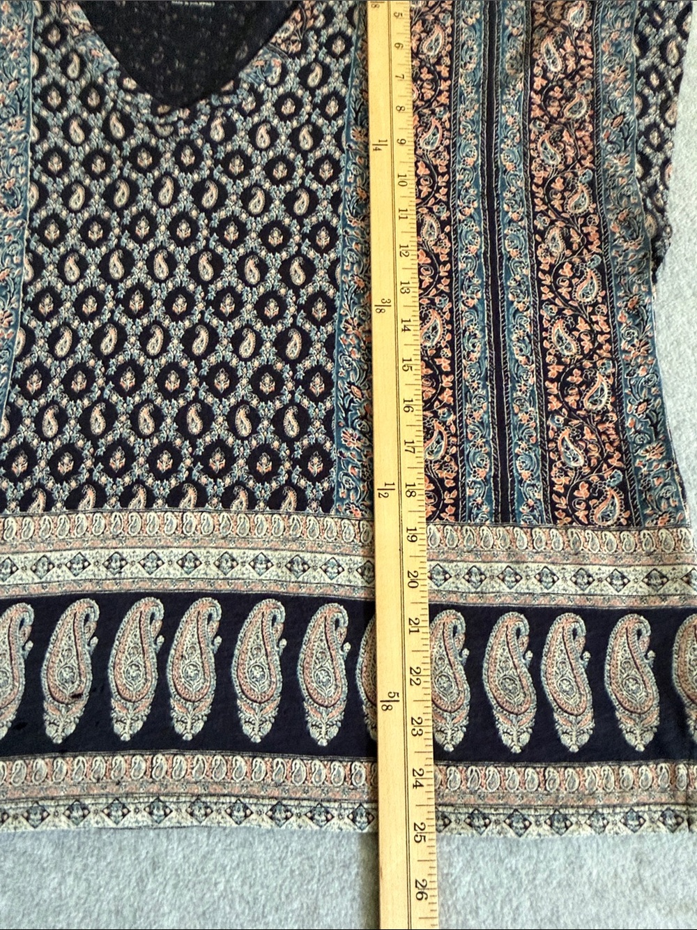 Lucky Brand Navy Paisley Women's Top Dolman Sleeves Boho Coastal Flowy Large - Picture 8 of 9